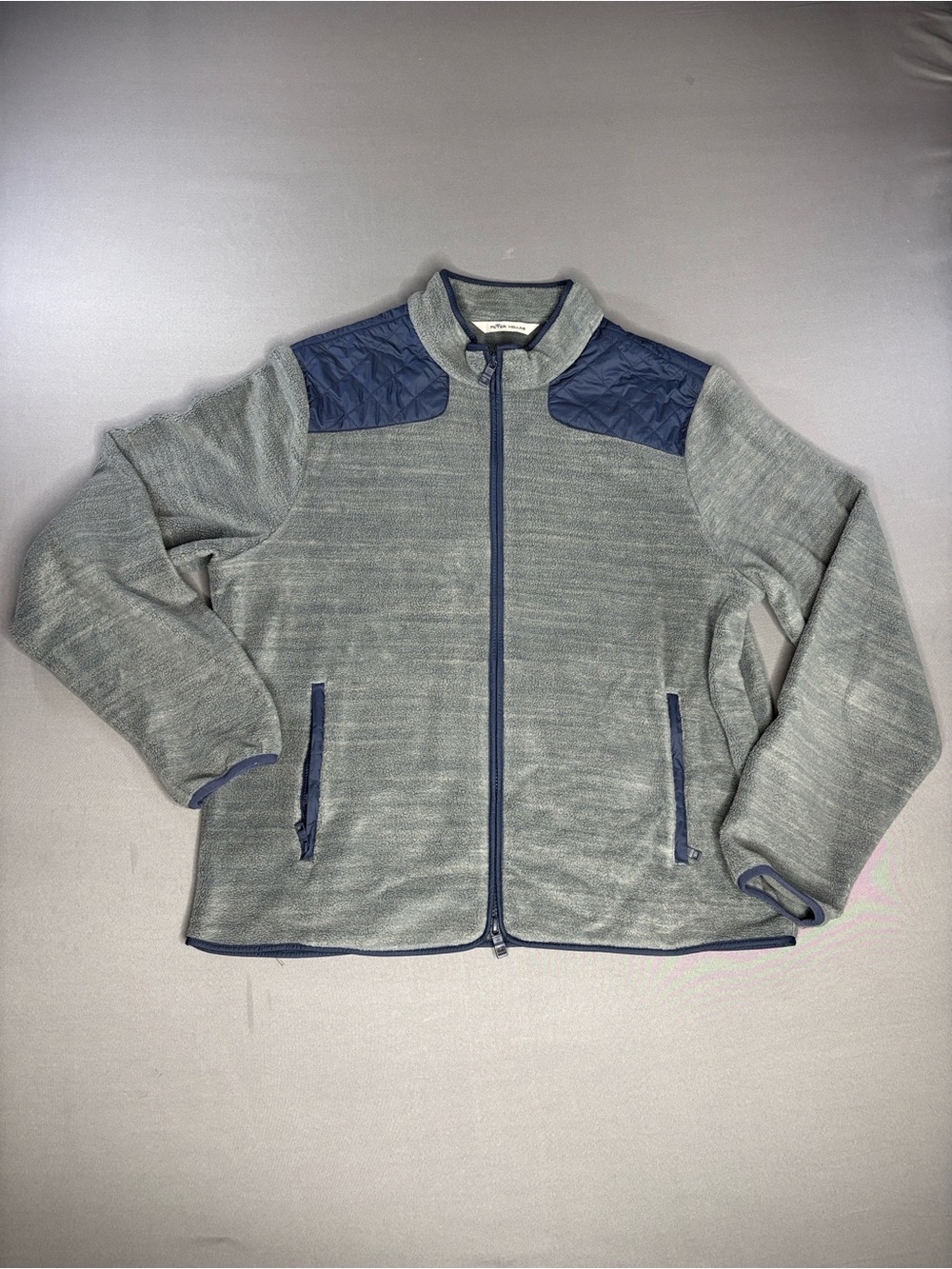 Peter Millar Fleece Jacket Mens Large Mountainside Micro Shearling Grey Full Zip